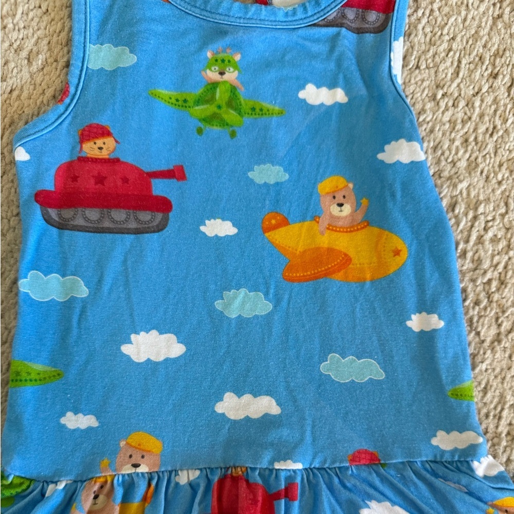 Bums & Roses Ready Jet Go Racer Back Ruffle Dress 12-18 mos - Picture 3 of 6
